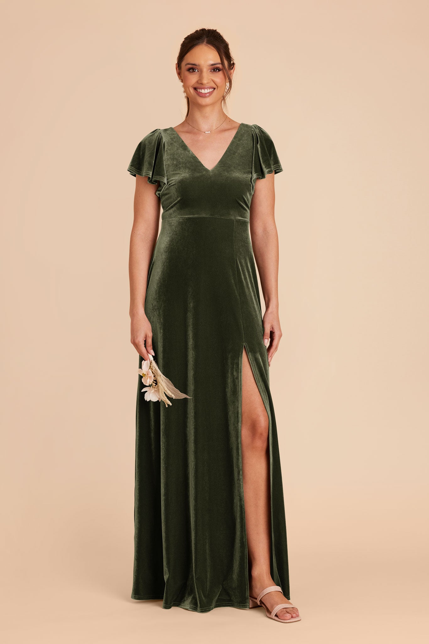 Hannah Dress - Olive Velvet Bridesmaid Dress | Page | Birdy Grey