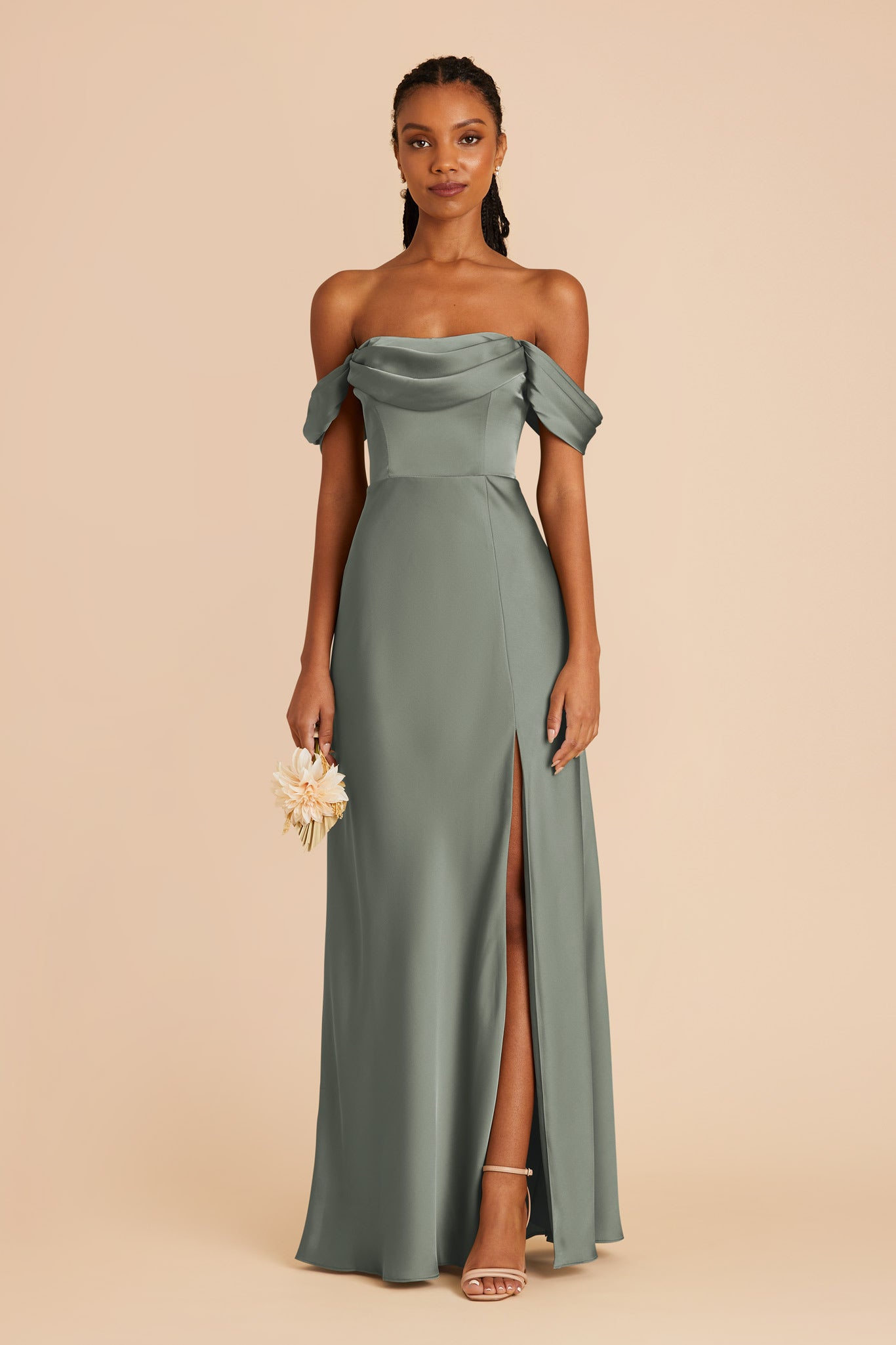 Mia Matte Satin Convertible Dress - Sea Glass