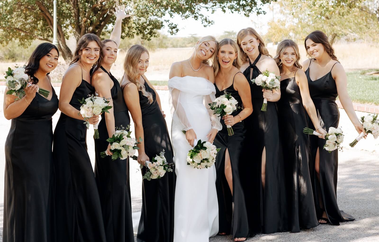 Bridesmaids wearing black hotsell