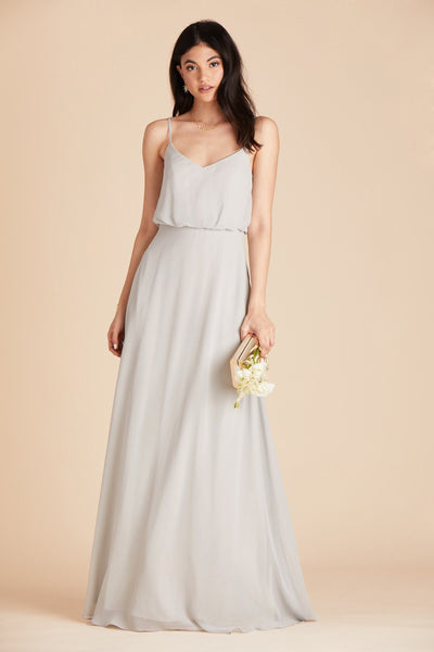 Gwennie bridesmaid dress in dove gray chiffon by Birdy Grey, front view