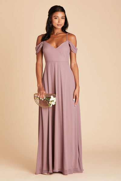 Devin convertible bridesmaid dress in dark mauve chiffon by Birdy Grey, front view