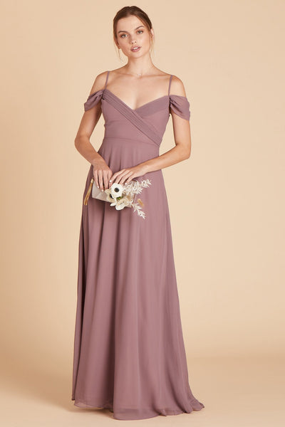 Spence convertible bridesmaid dress in dark mauve chiffon by Birdy Grey, front view