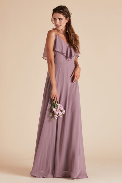 Jane convertible bridesmaid dress in dark mauve chiffon by Birdy Grey, front view