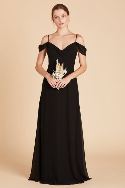 Spence convertible bridesmaid dress in black chiffon by Birdy Grey, front view