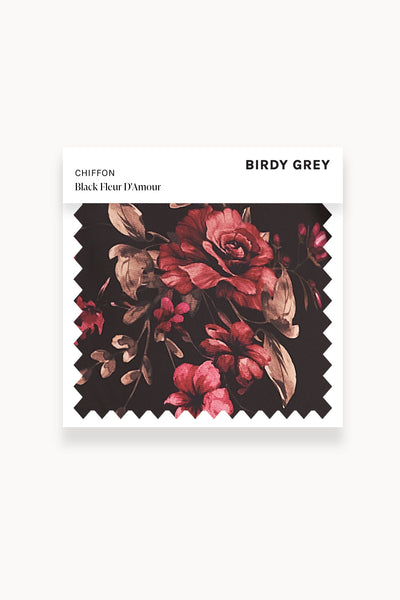 Black Fleurs D'Amour Chiffon Swatch by Birdy Grey