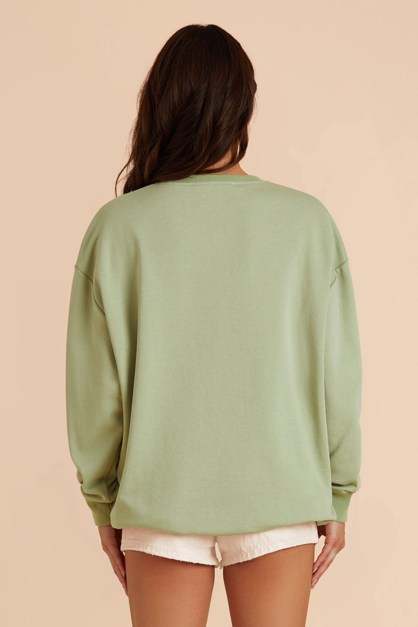  Moss Green Brianne Oversized Crewneck Graphic Sweatshirt by Birdy Grey