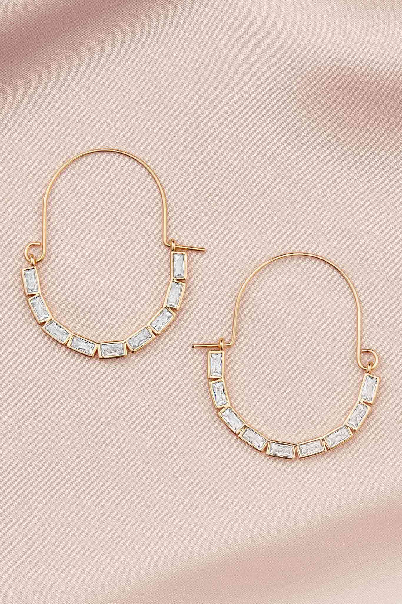 Monaco Sparkling Hoop Earrings - Gold