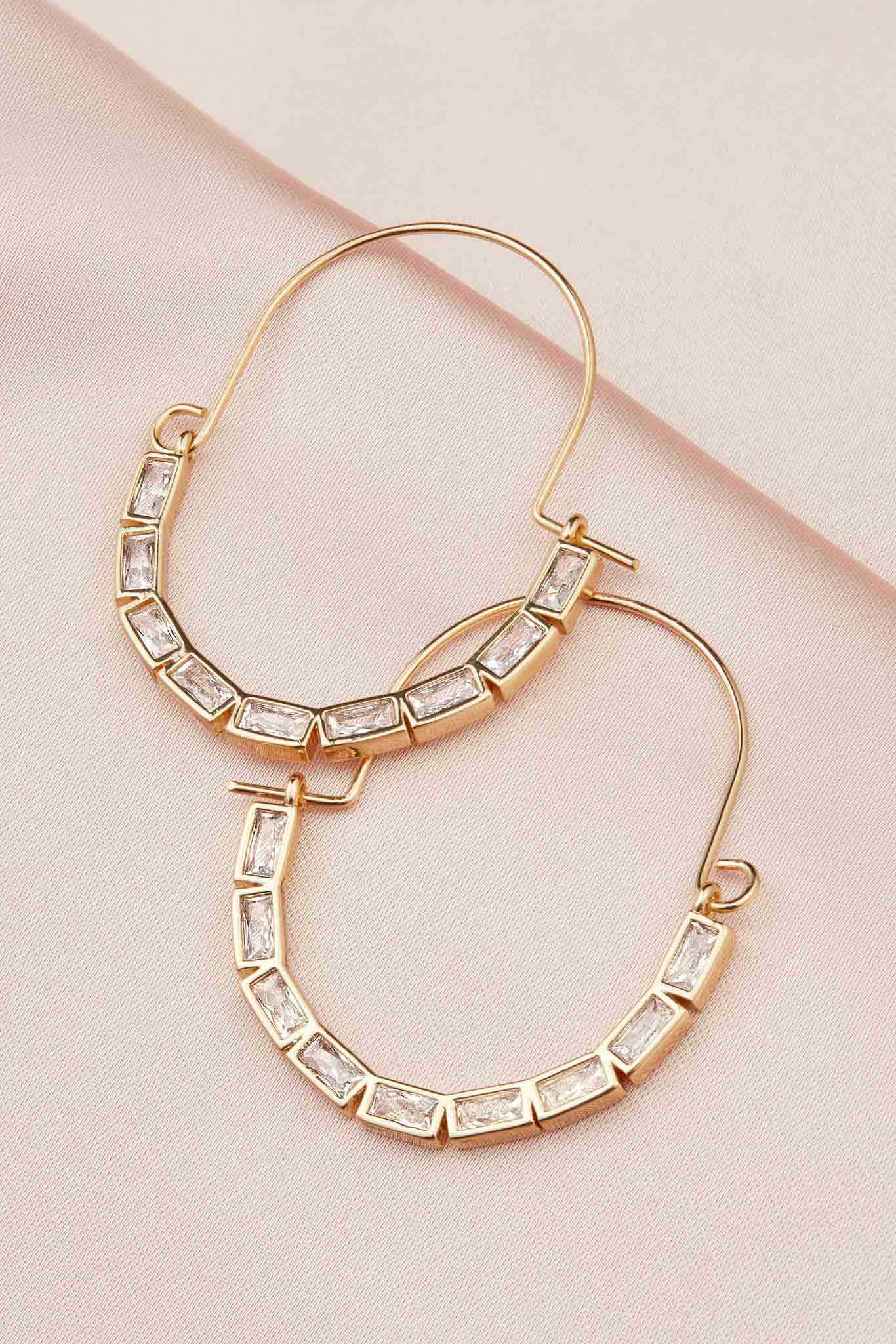 Monaco Sparkling Hoop Earrings - Gold