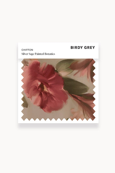 Swatch - Chiffon in Silver Sage Painted Botanics by Birdy Grey