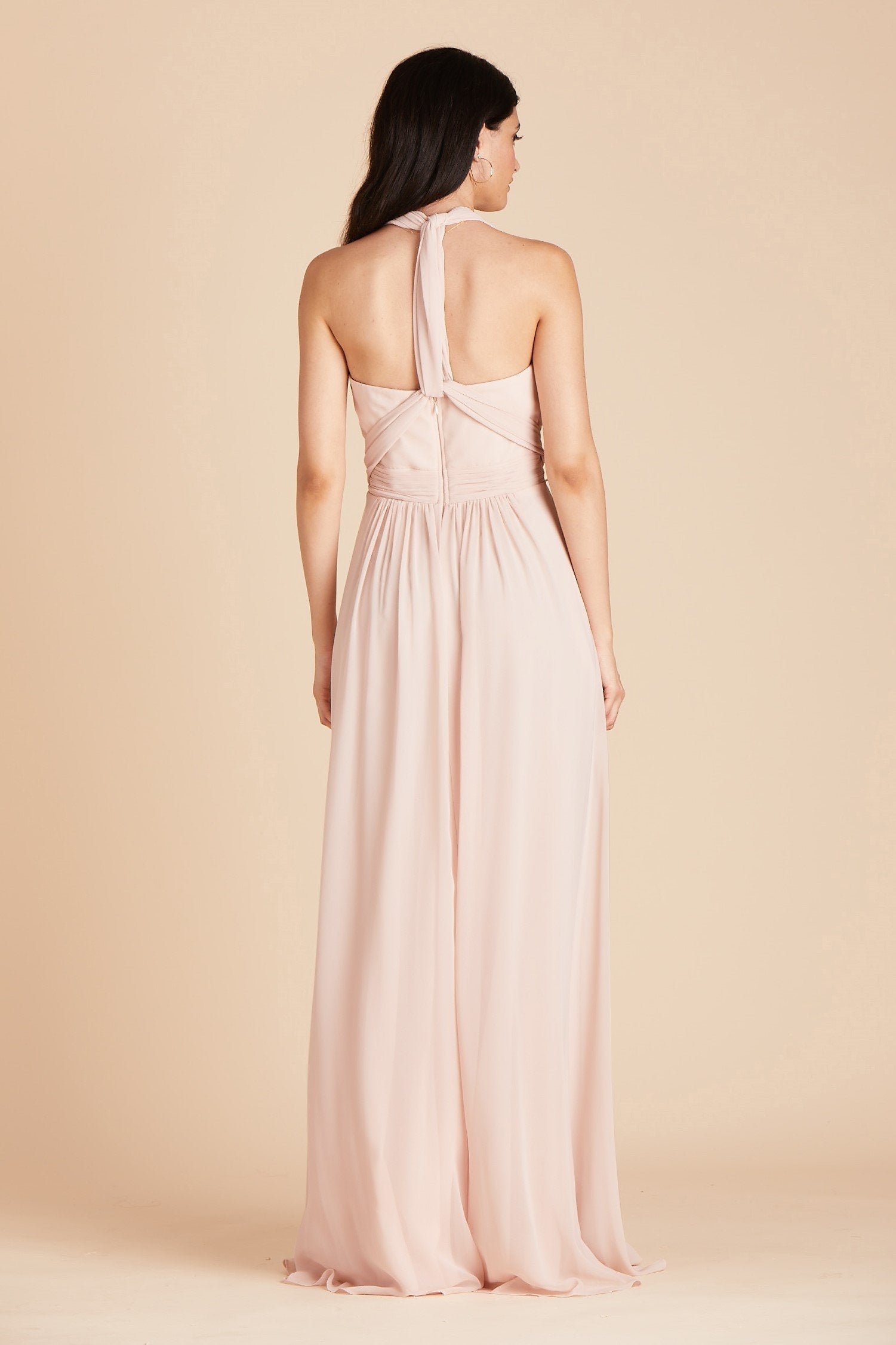 Grace convertible bridesmaid dress in pale blush pink chiffon by Birdy Grey, back view