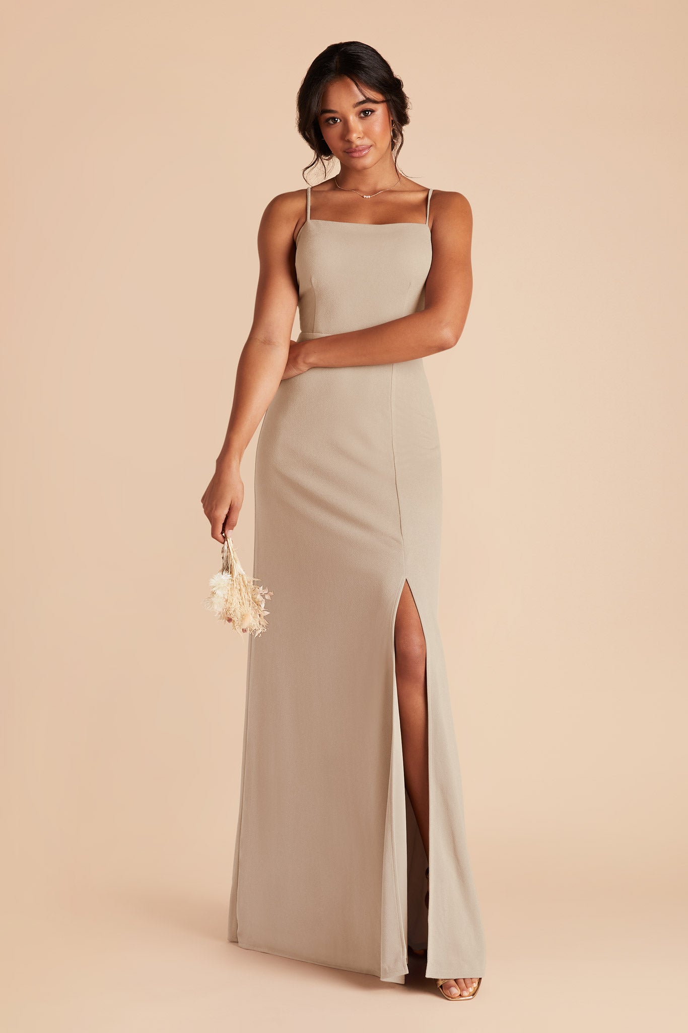 Almond Benny Crepe Dress by Birdy Grey