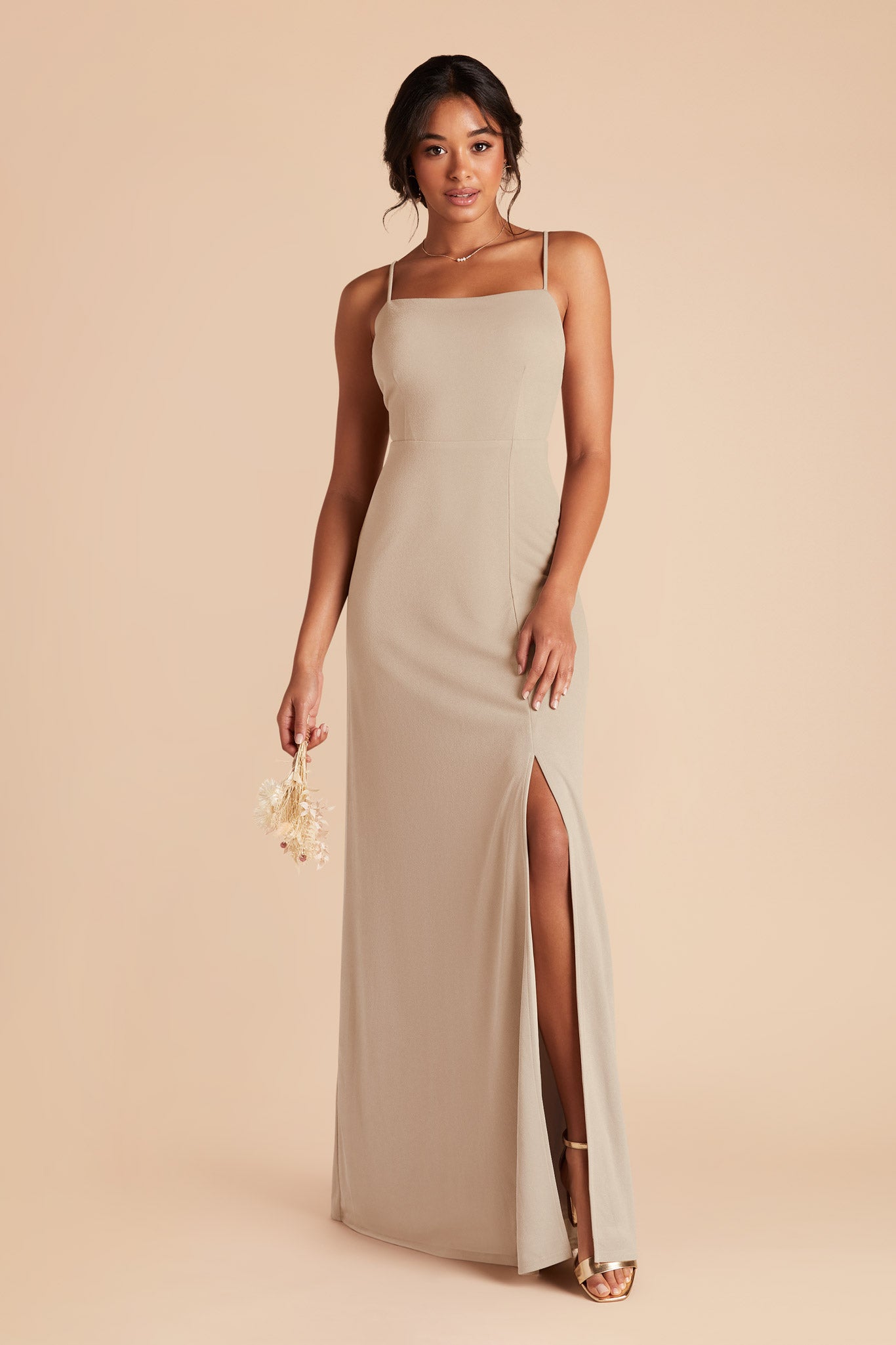 Almond Benny Crepe Dress by Birdy Grey