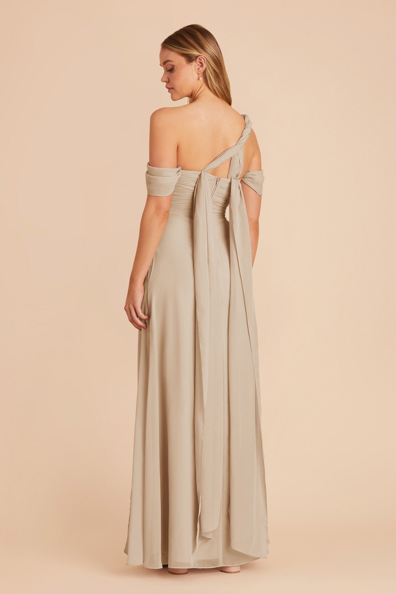 Almond Cara Chiffon Dress by Birdy Grey