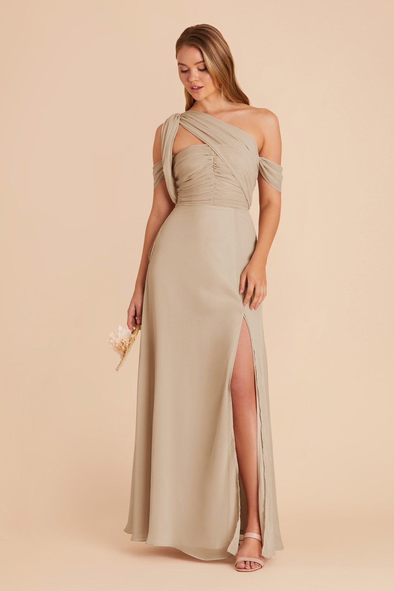 Almond Cara Chiffon Dress by Birdy Grey