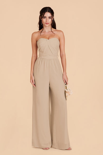 Almond Gigi Convertible Chiffon Jumpsuit by Birdy Grey