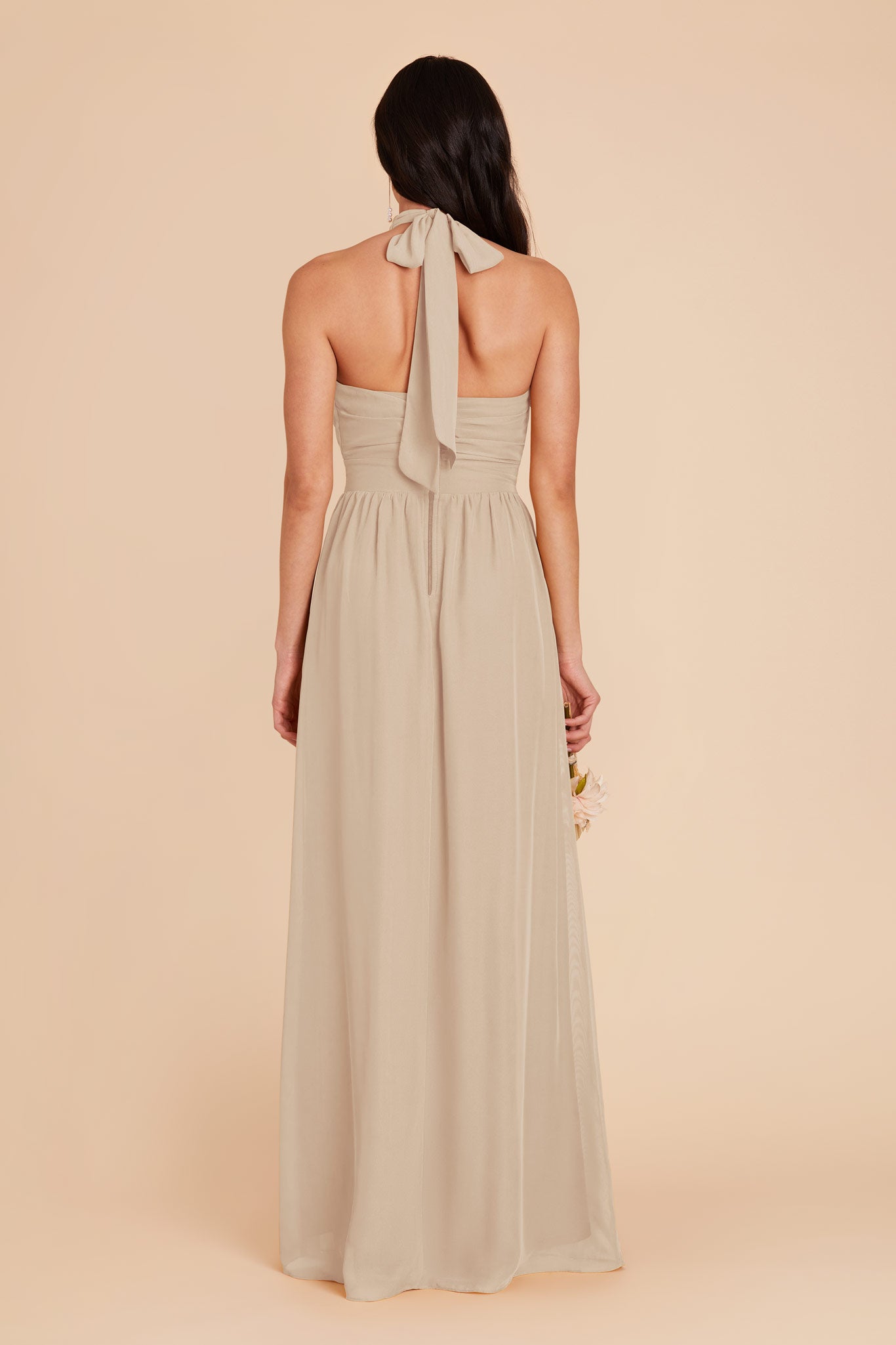 Almond Joyce Chiffon Dress by Birdy Grey