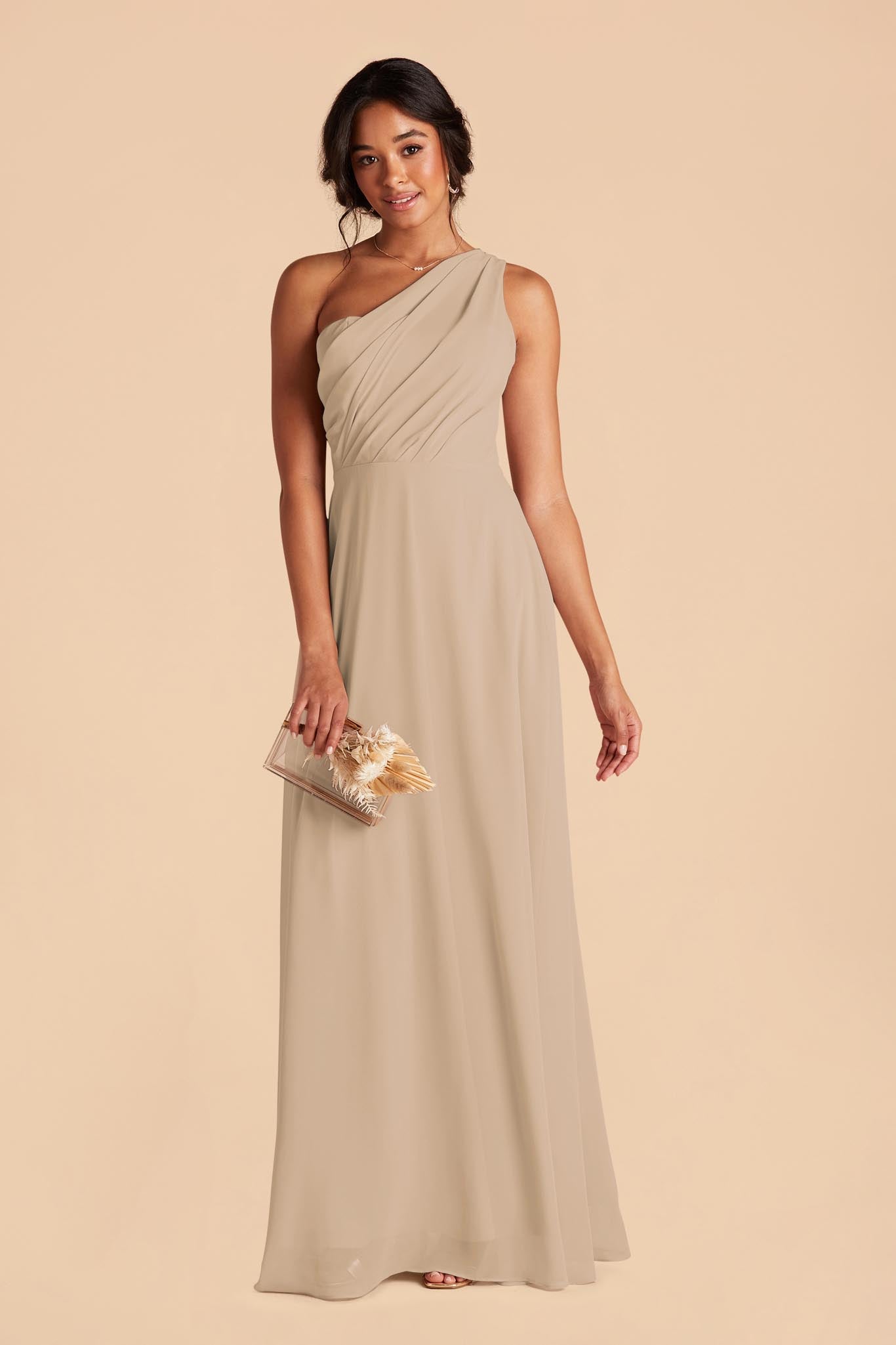 Almond Kira Chiffon Dress by Birdy Grey