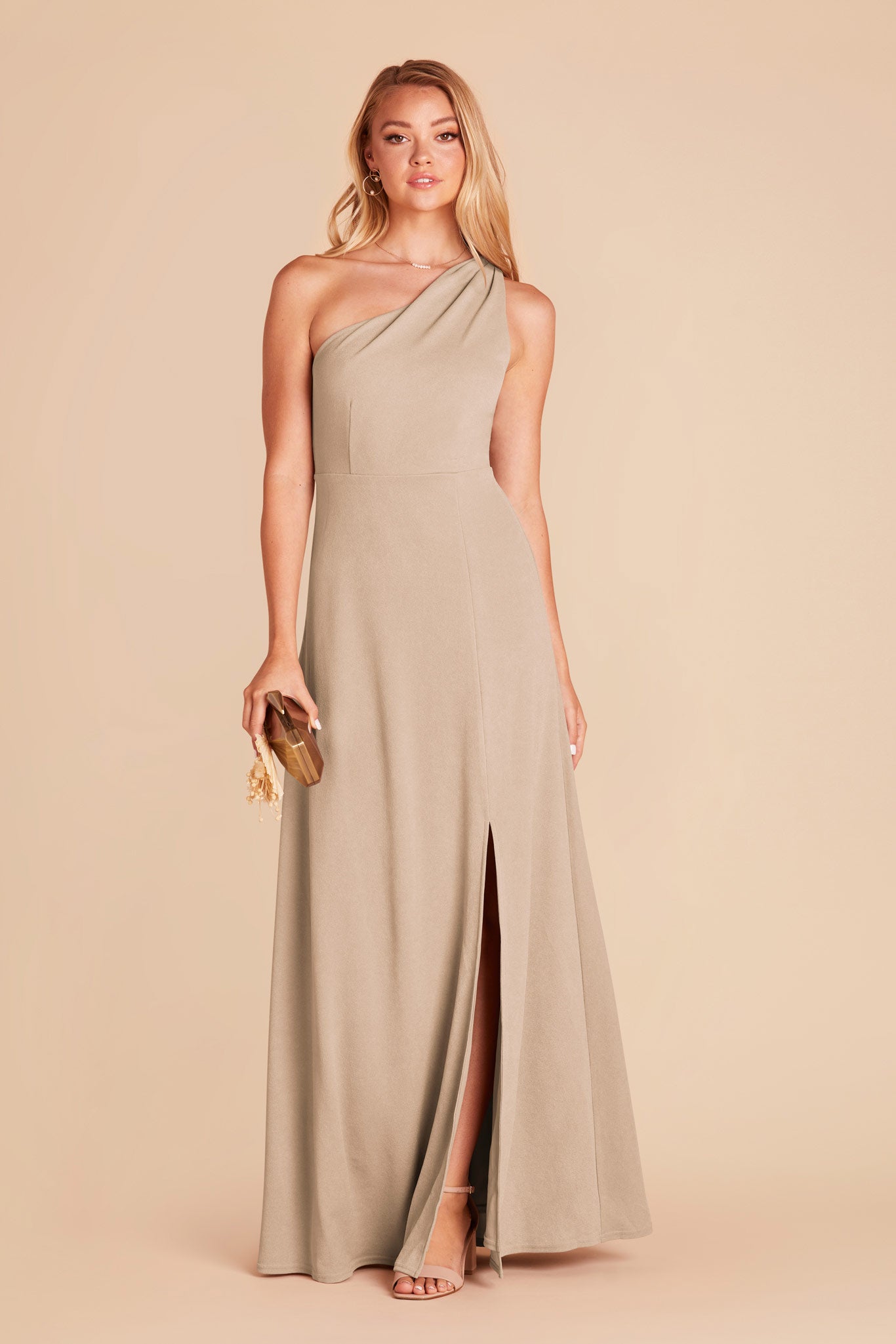 Almond Kira Crepe Dress by Birdy Grey