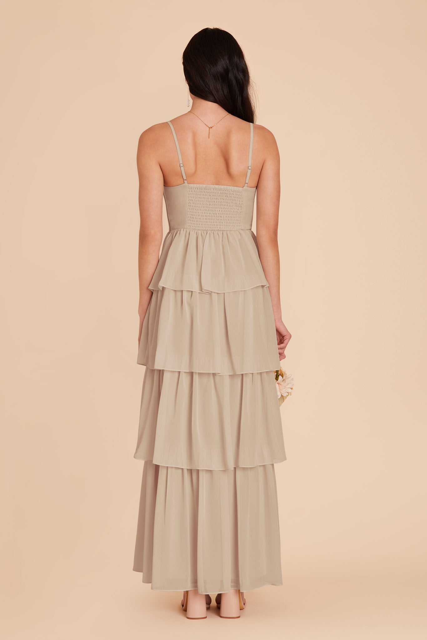 Almond Lola Chiffon Dress by Birdy Grey