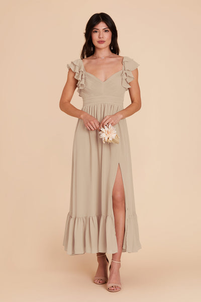 Almond Michelle Chiffon Dress by Birdy Grey