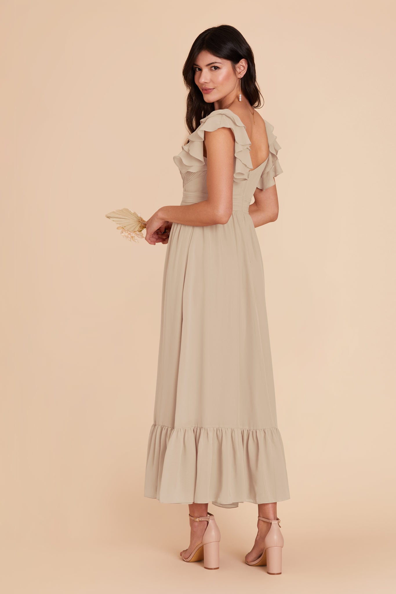 Almond Michelle Chiffon Dress by Birdy Grey