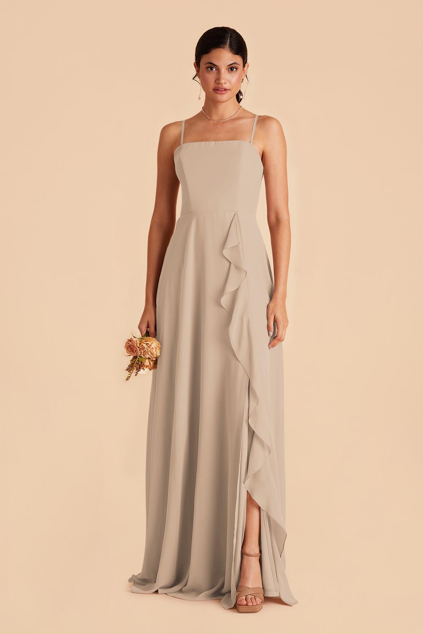 Almond Winnie Convertible Chiffon Dress by Birdy Grey