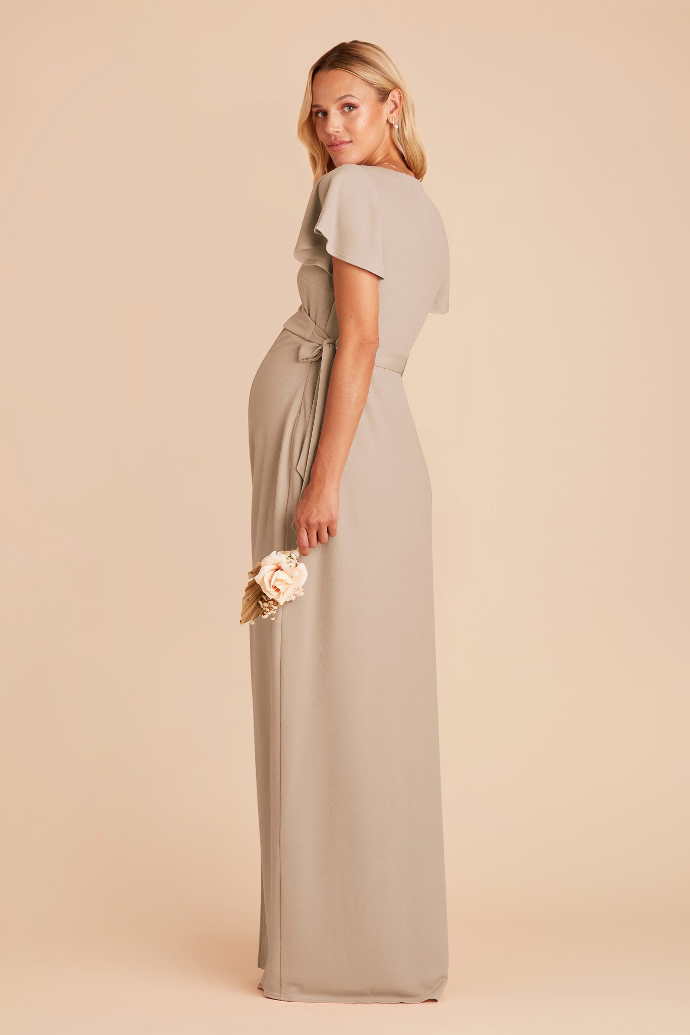 Almond Yolanda Crepe Dress by Birdy Grey