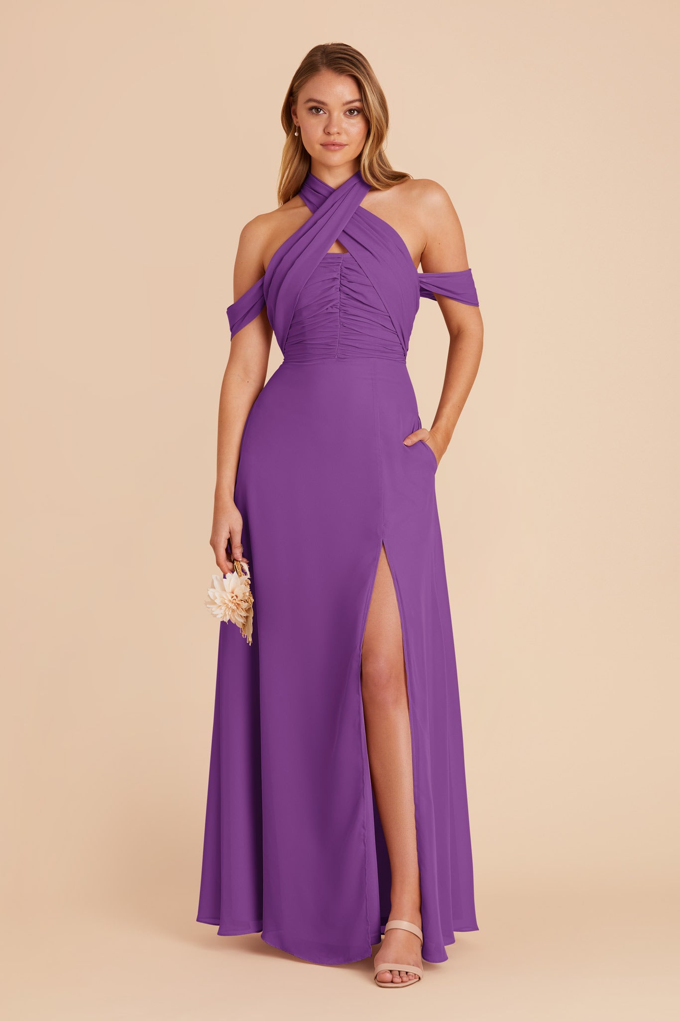 Amethyst Cara Chiffon Dress by Birdy Grey