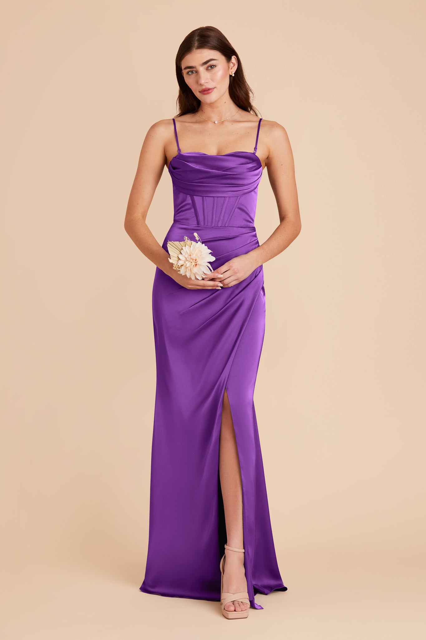 Amethyst Carrie Matte Satin Dress by Birdy Grey