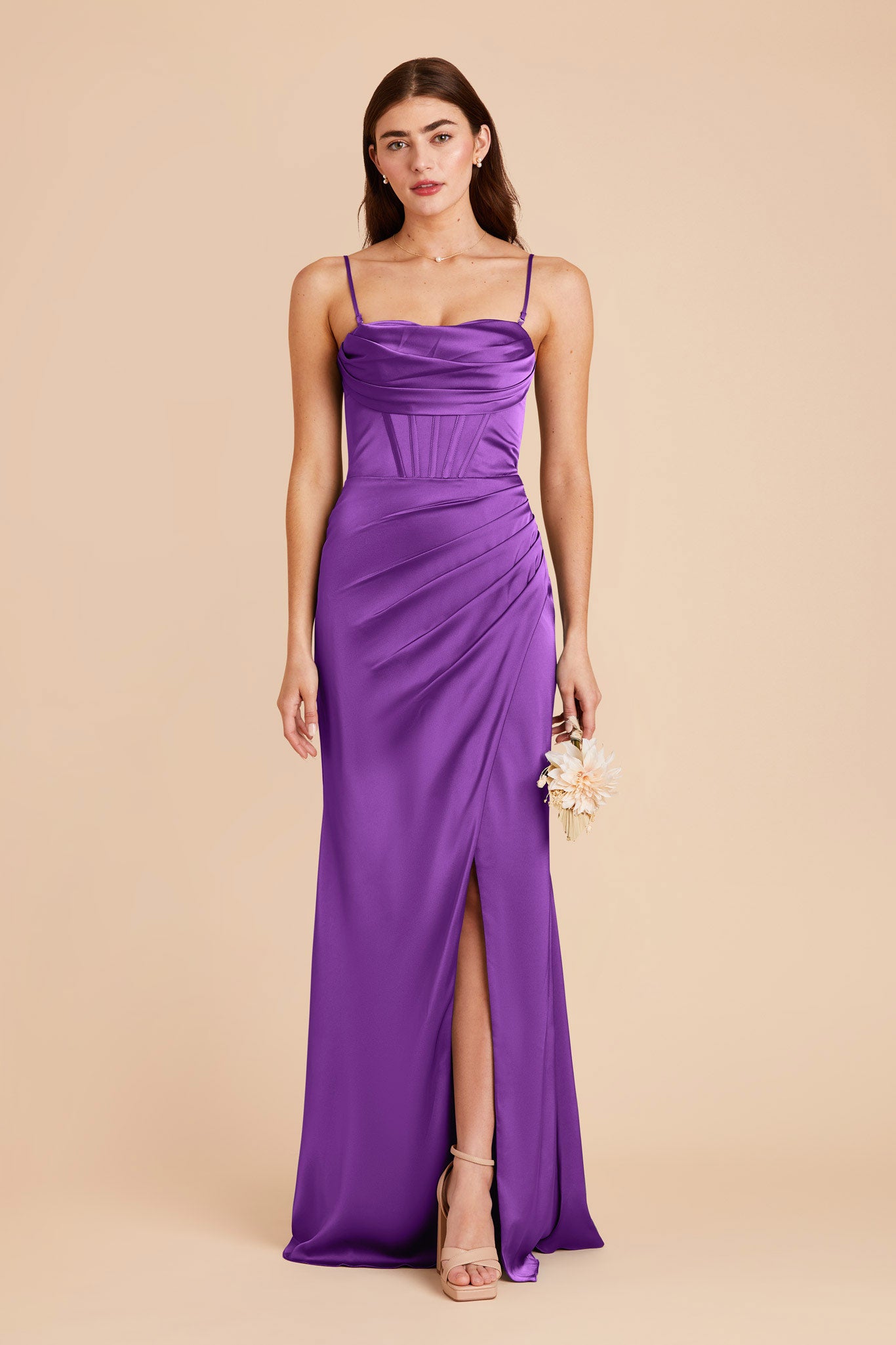 Amethyst Carrie Matte Satin Dress by Birdy Grey