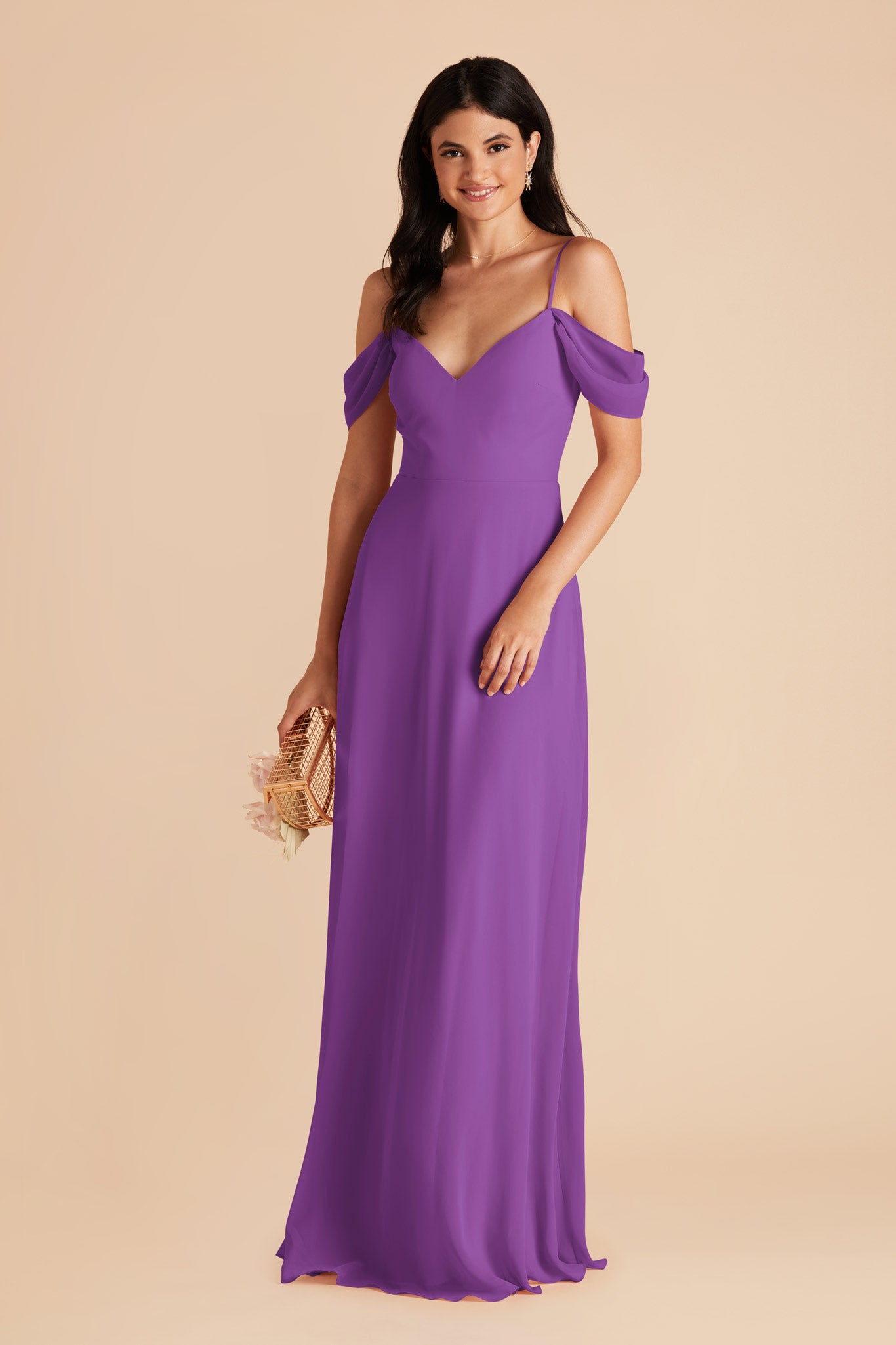 Devin Convertible Chiffon Bridesmaid Dress with Slit in Amethyst