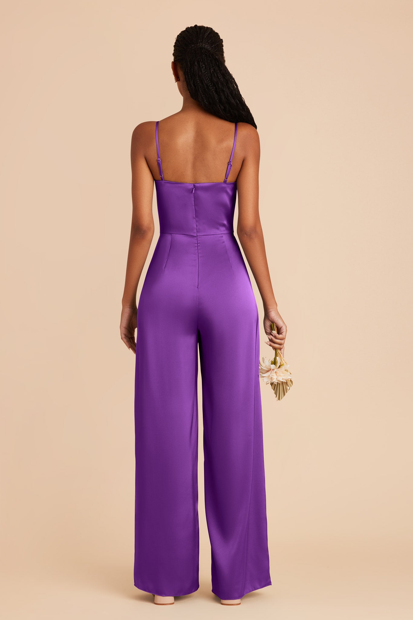 Amethyst Donna Matte Satin Bridesmaid Jumpsuit by Birdy Grey