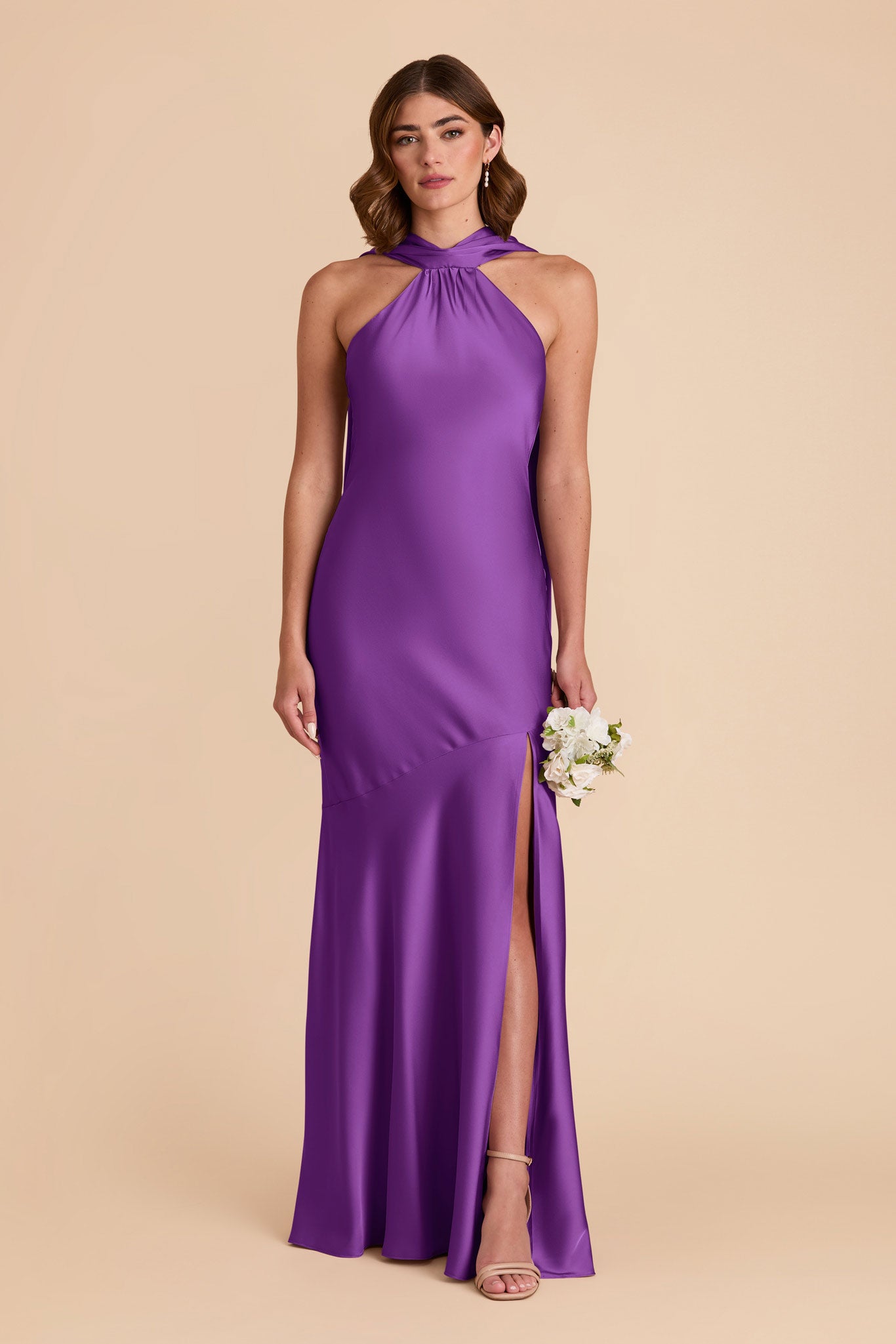 Amethyst Eileen Matte Satin Dress by Birdy Grey