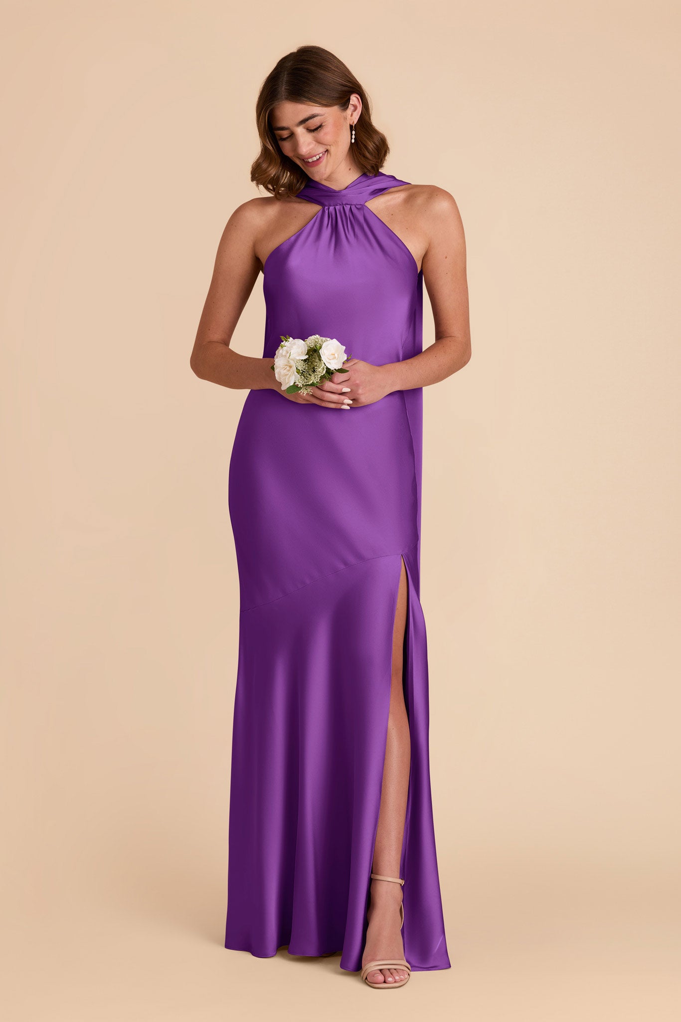 Amethyst Eileen Matte Satin Dress by Birdy Grey