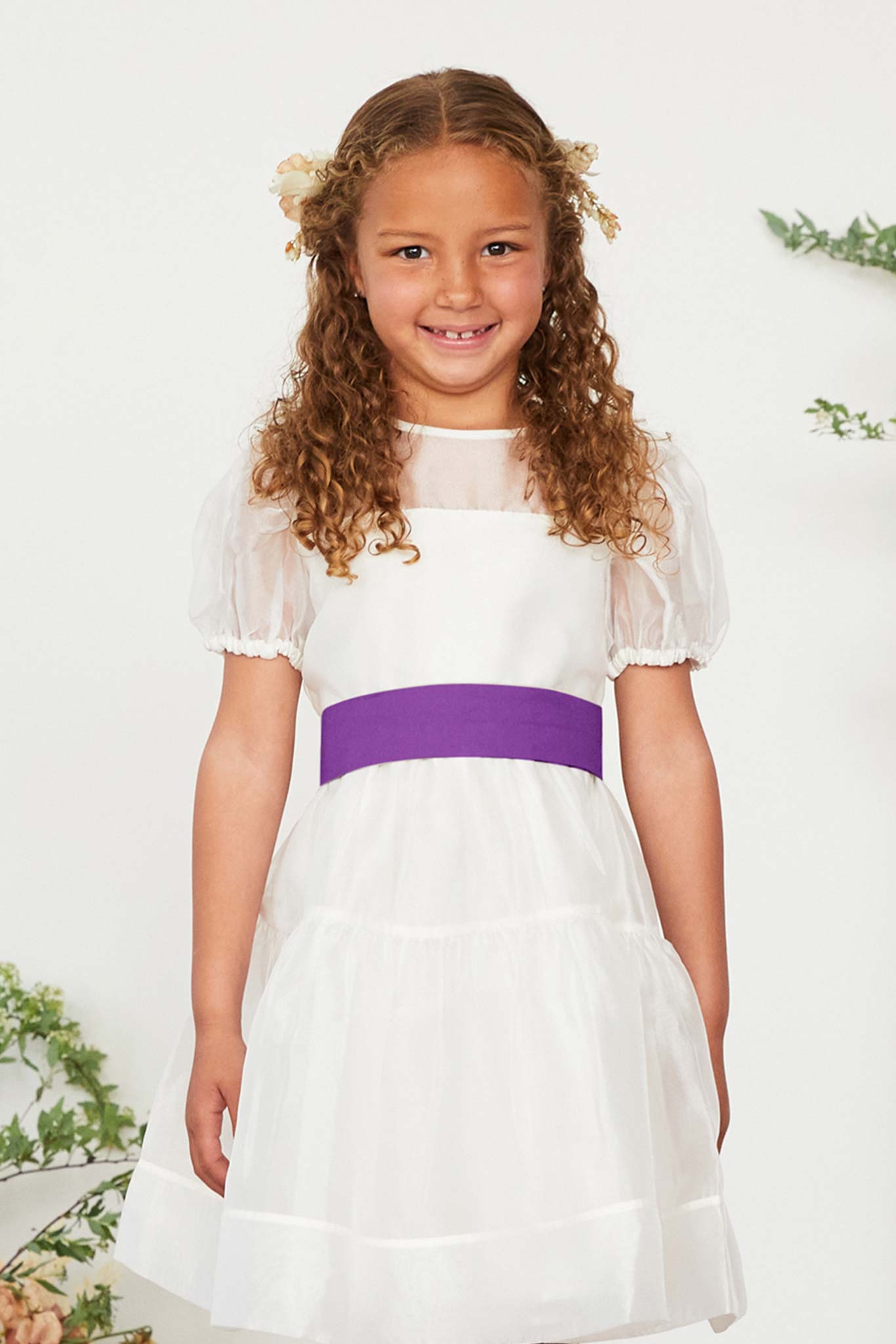 Liz Flower Girl Sash - Amethyst