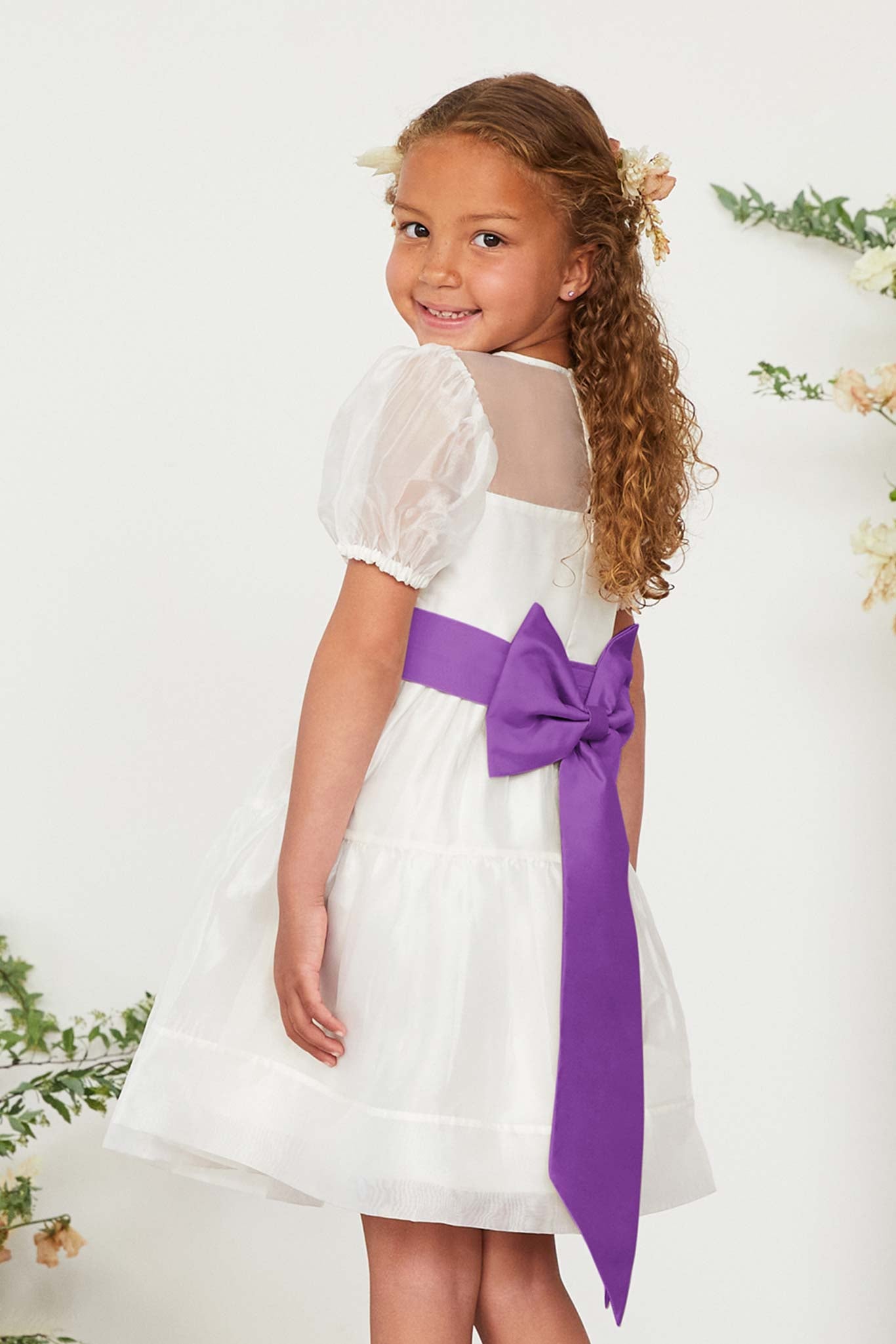 Liz Flower Girl Sash - Amethyst