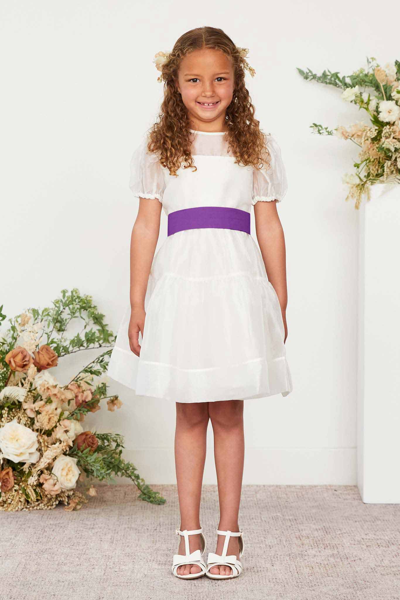 Liz Flower Girl Sash - Amethyst