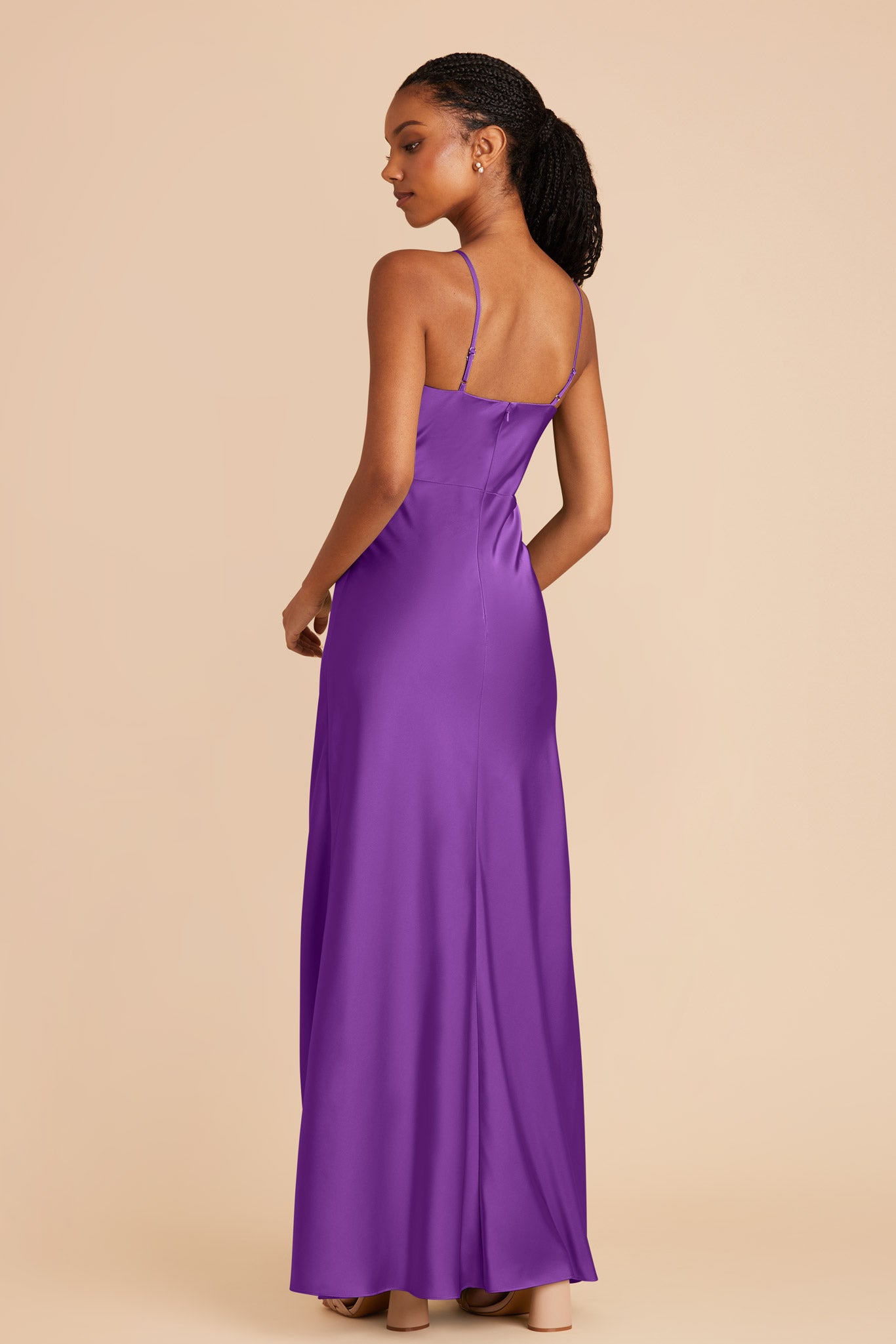 Amethyst Lisa Long Matte Satin Dress by Birdy Grey