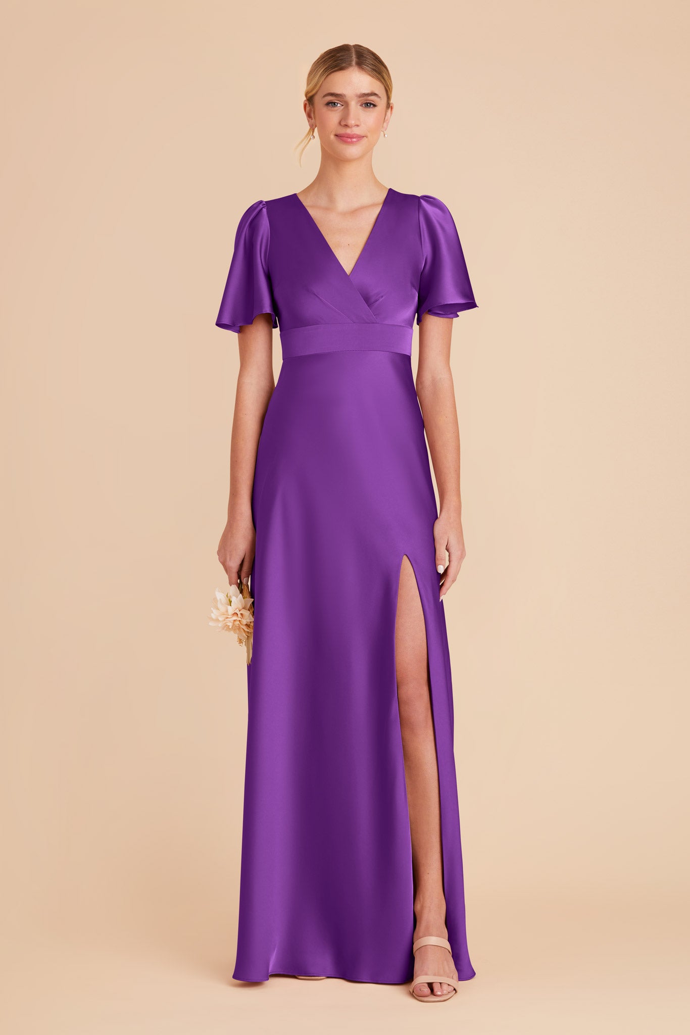 Amethyst Marni Matte Satin Dress by Birdy Grey