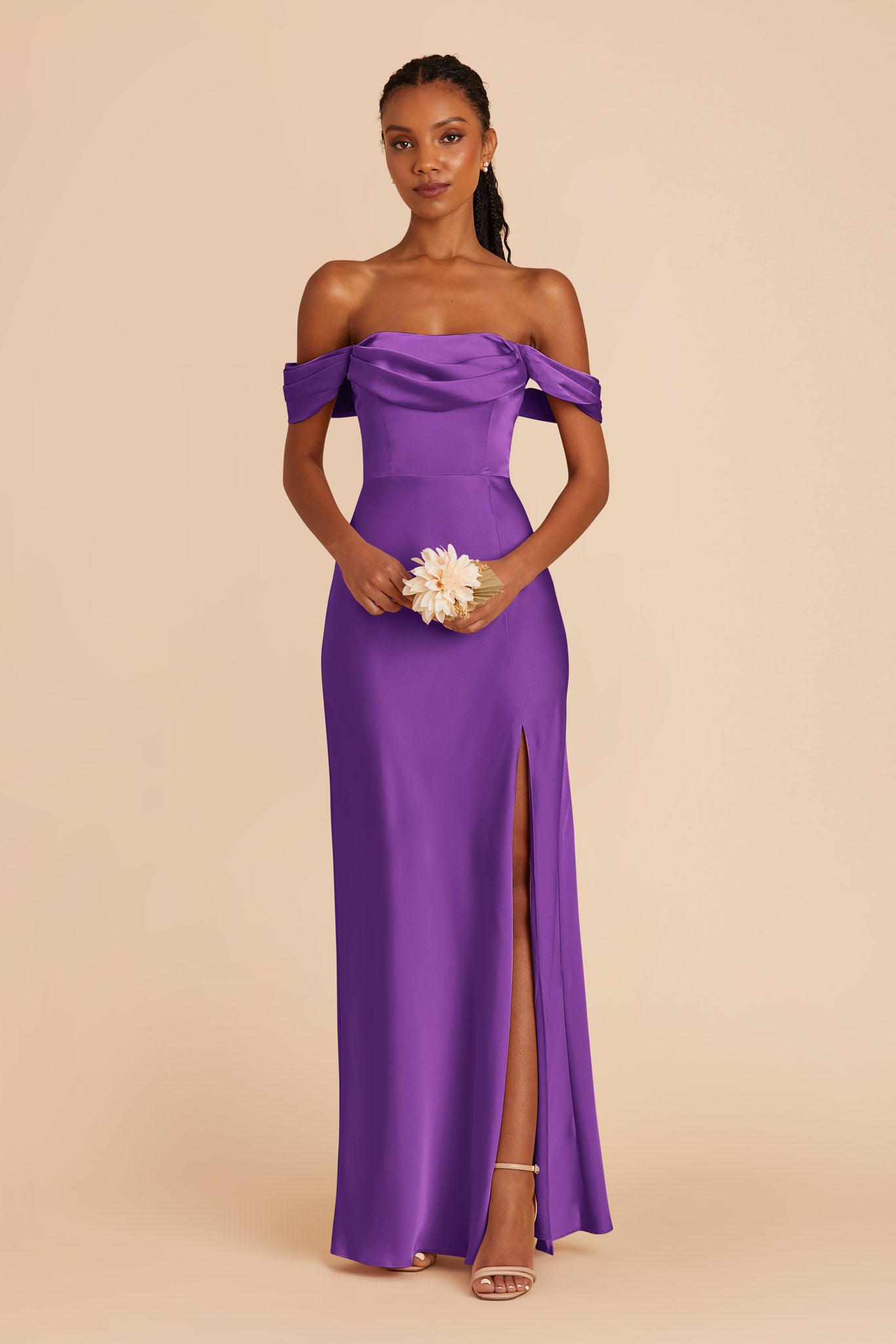 Amethyst Mia Matte Satin Dress by Birdy Grey