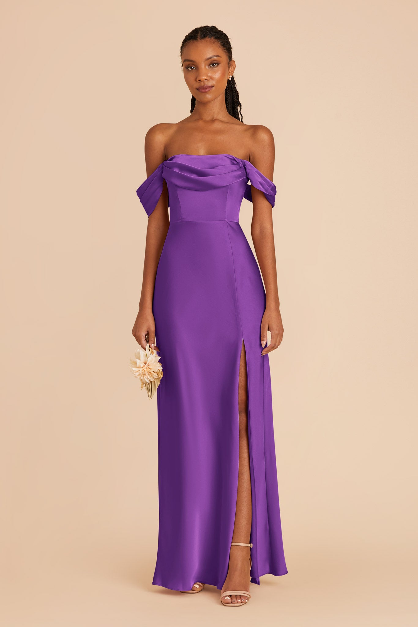 Amethyst Mia Matte Satin Dress by Birdy Grey