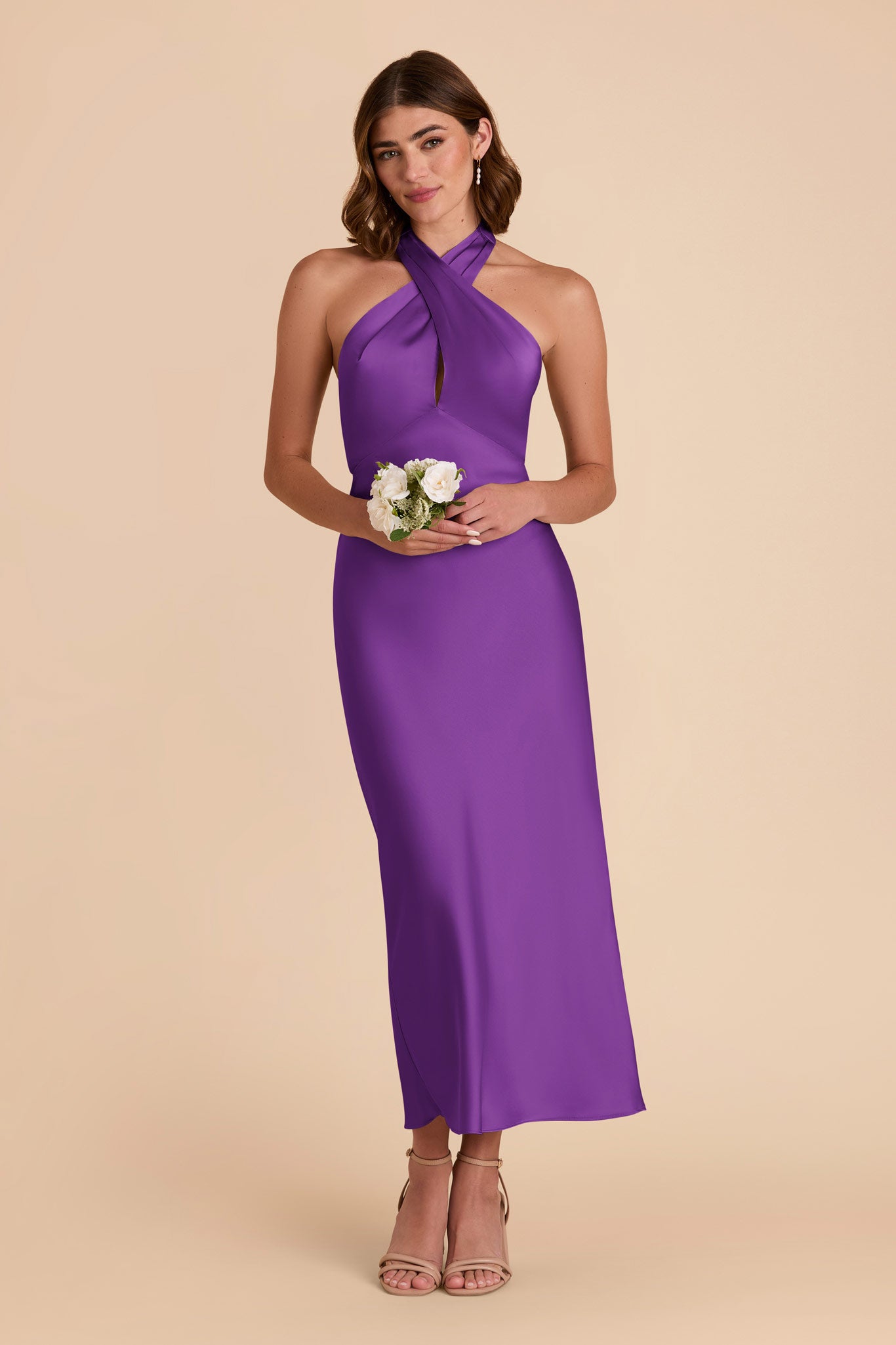 Amethyst Monique Matte Satin Dress by Birdy Grey