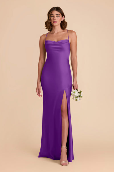 Amethyst Olivia Matte Satin Dress by Birdy Grey