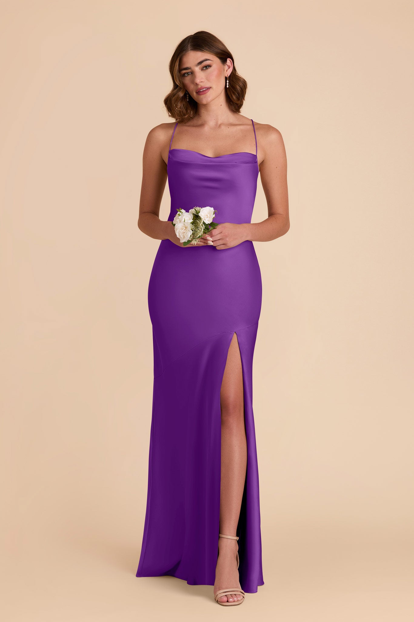 Amethyst Olivia Matte Satin Dress by Birdy Grey