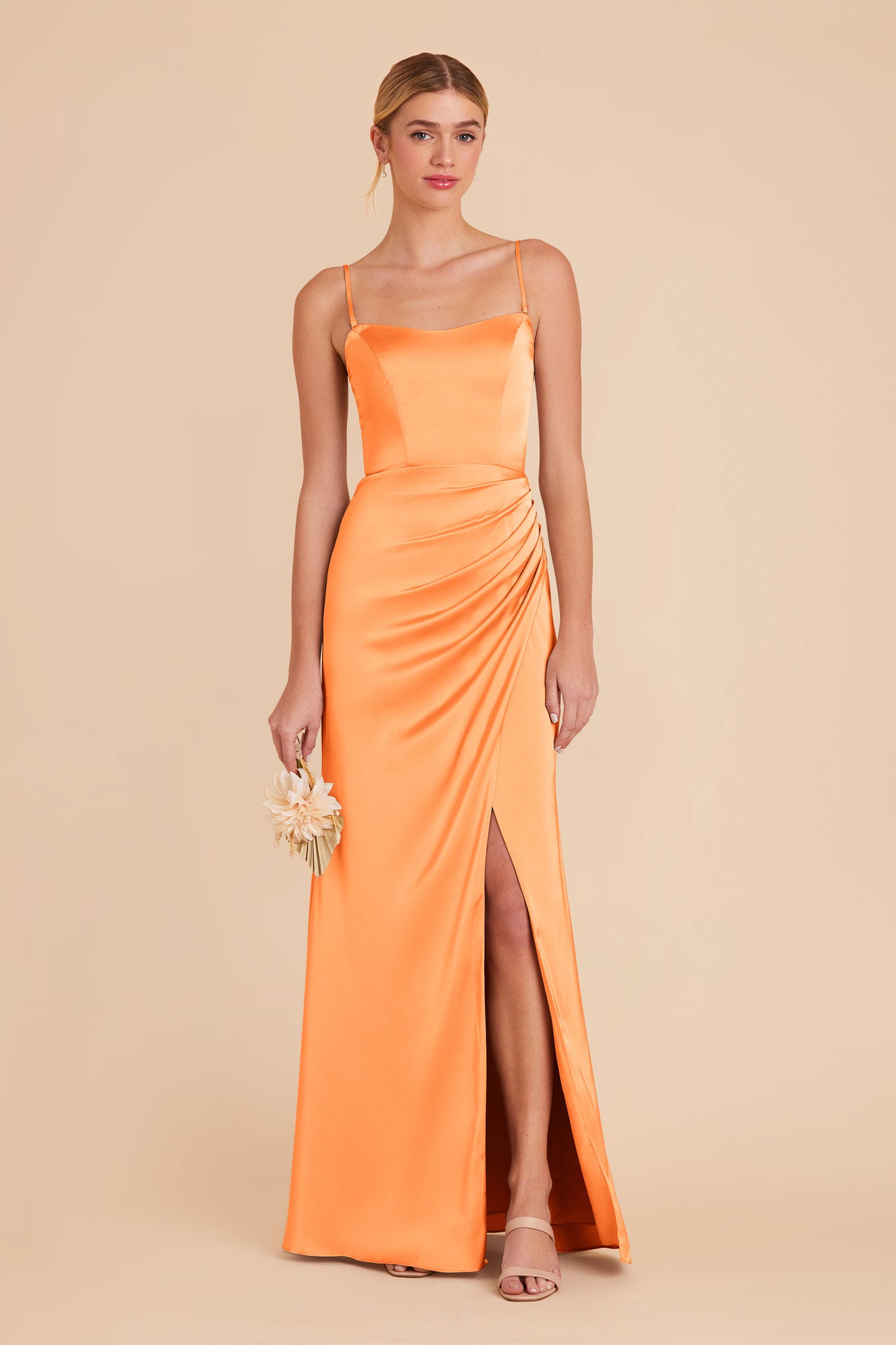 Apricot Anne Matte Satin Dress by Birdy Grey