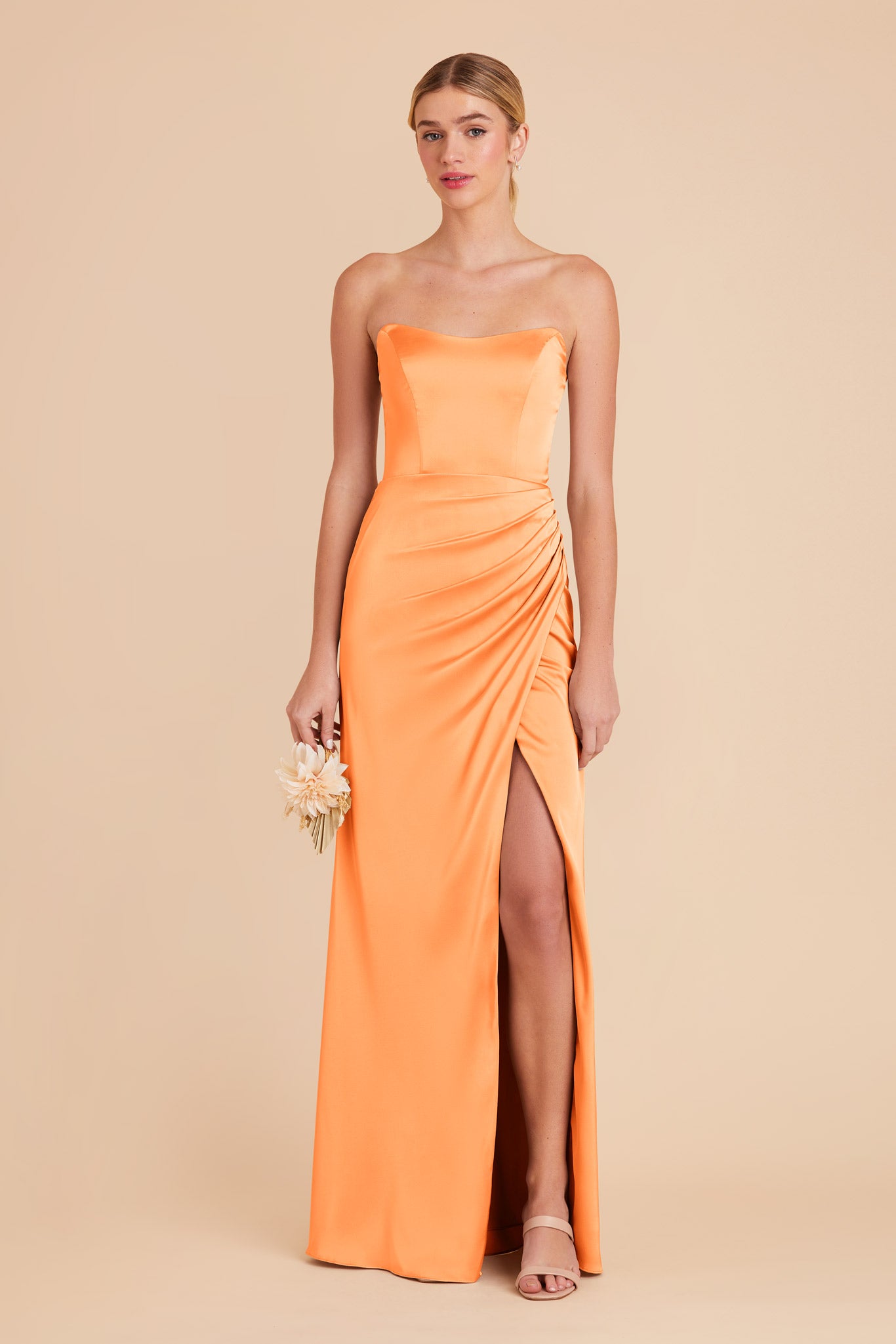 Apricot Anne Matte Satin Dress by Birdy Grey