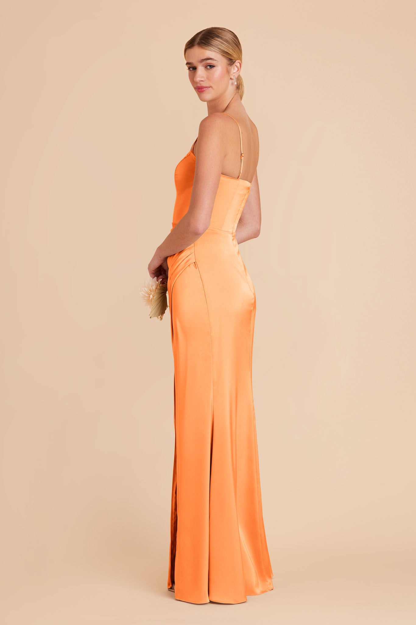 Apricot Anne Matte Satin Dress by Birdy Grey