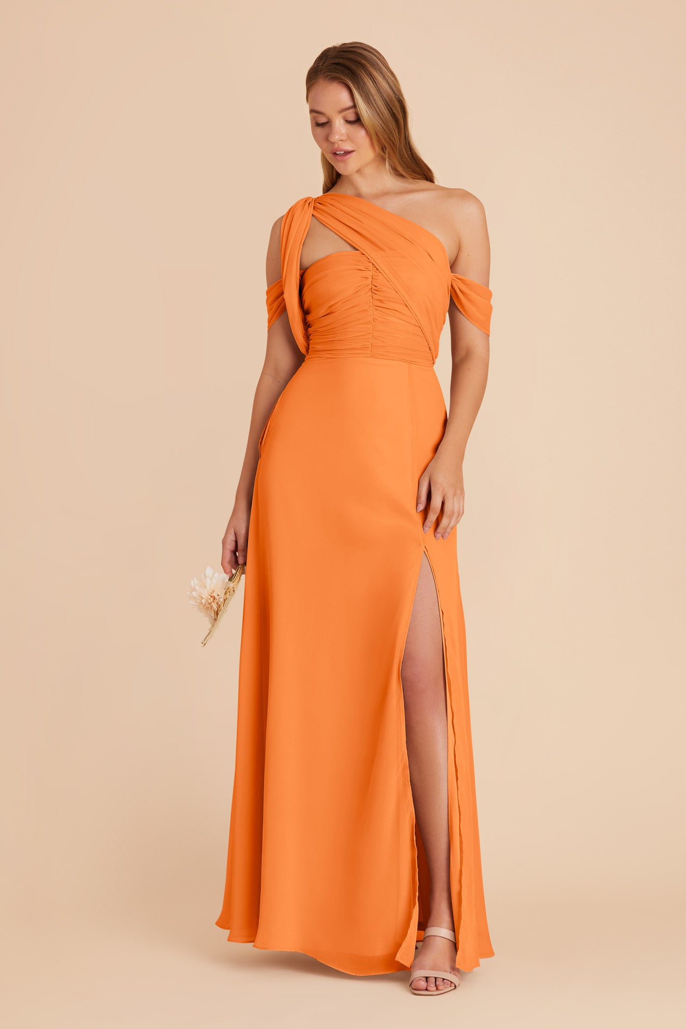 Apricot Cara Chiffon Dress by Birdy Grey