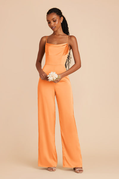 Apricot Donna Matte Satin Bridesmaid Jumpsuit by Birdy Grey