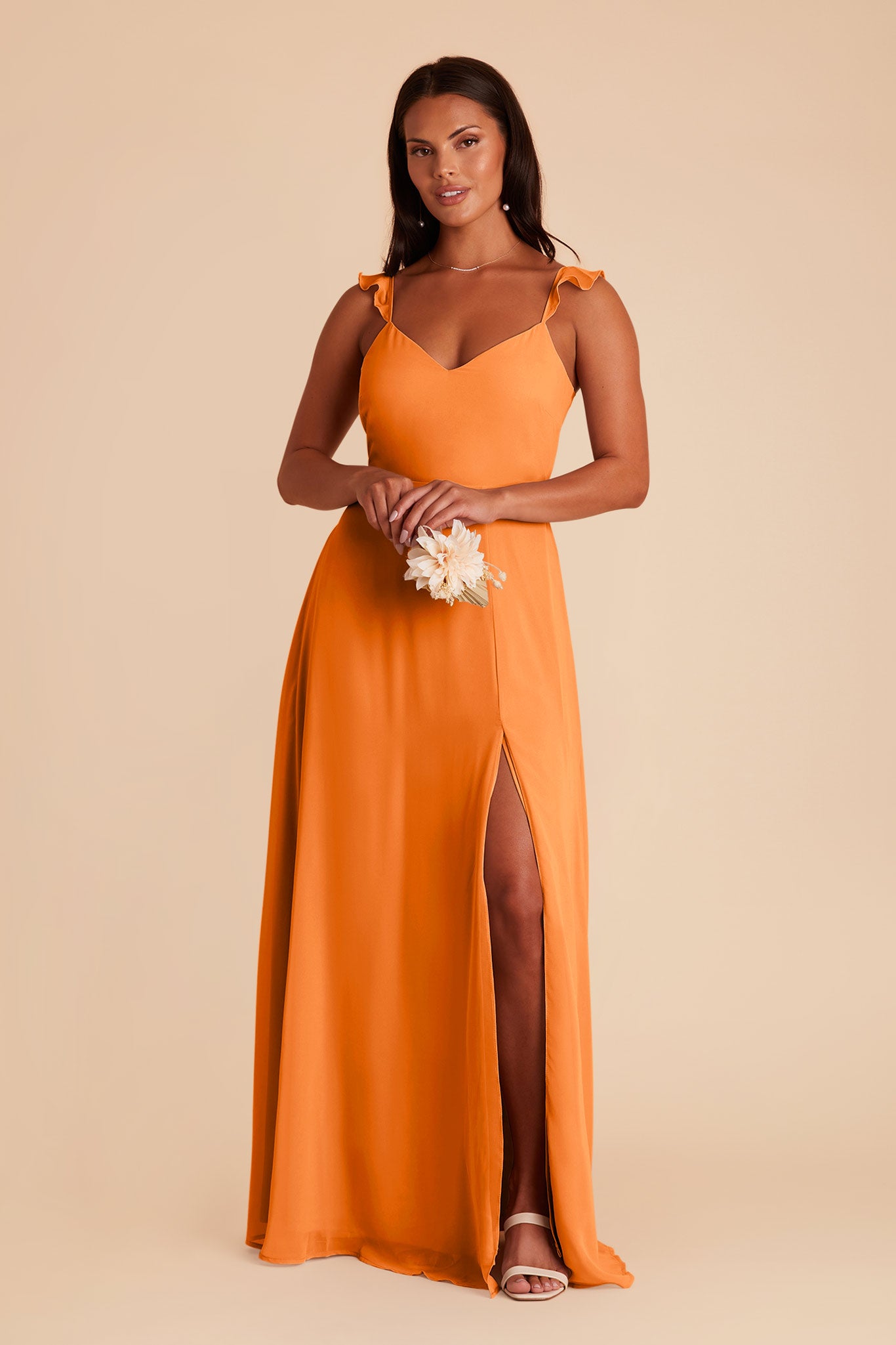 Apricot Doris Chiffon Dress by Birdy Grey